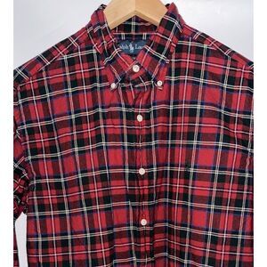 Polo Ralph Lauren Men's Red Tartan Plaid Flannel Size Large Classic‎ Fit